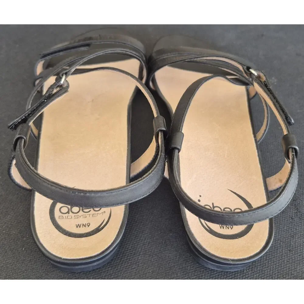 Abeo Samantha Women Sandals Leather Neutral Arch Support in Black Size 9